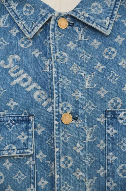Louis Vuitton x Supreme Denim Barn Jacket Monogram Size 52 NWT LIMITED For Sale at 1stdibs