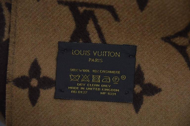 Louis Vuitton Supreme Muffler Scarf Brown Camel MP1891 Wool