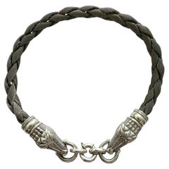 Collar de Barry Kieselstein de los primeros tiempos, de plata de ley con malla tipo cocodrilo, 1993