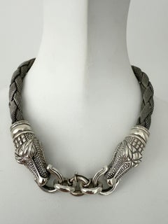 Early Barry Kieselstein Cord Sterling Silver Alligator Mesh Weave Necklace 1993