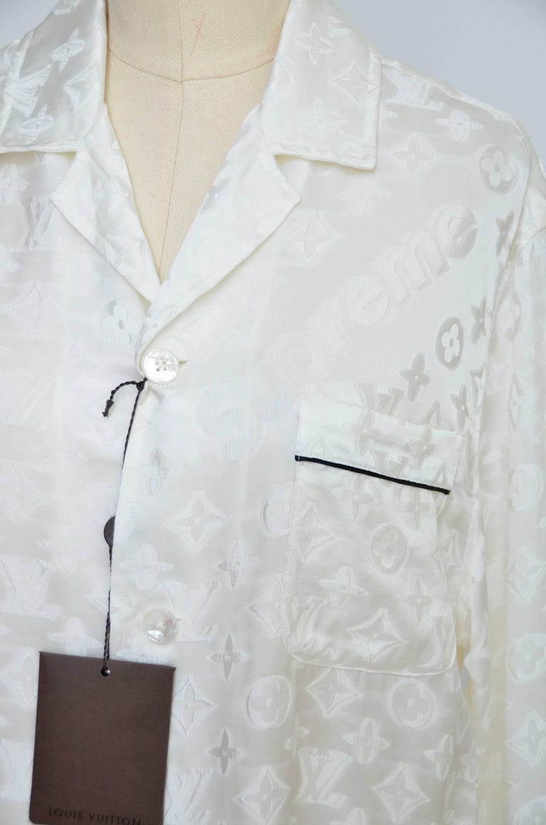 Louis Vuitton x Supreme Jacquard Silk Pajama Pants | Size 40, Apparel in White