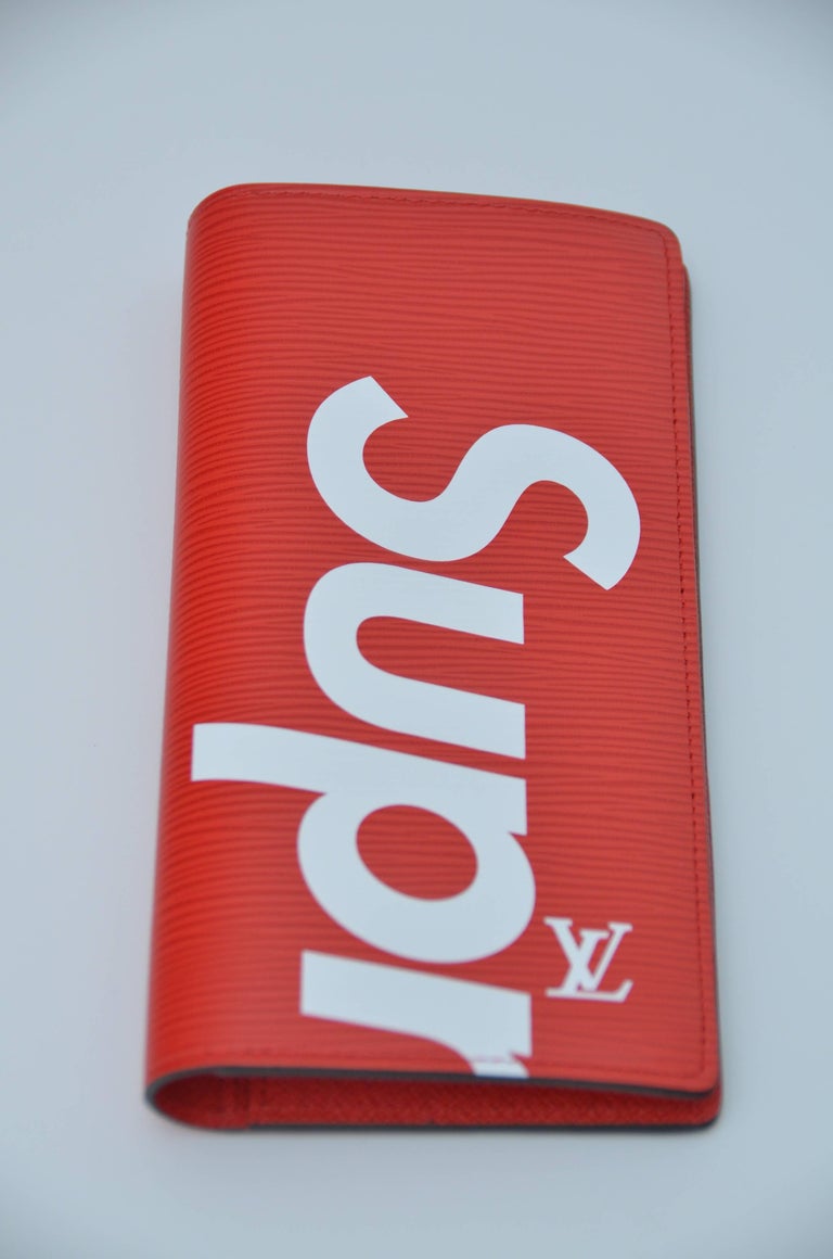 Louis Vuitton x Supreme Red Portefeuille Brazza Long Wallet Epi New For ...