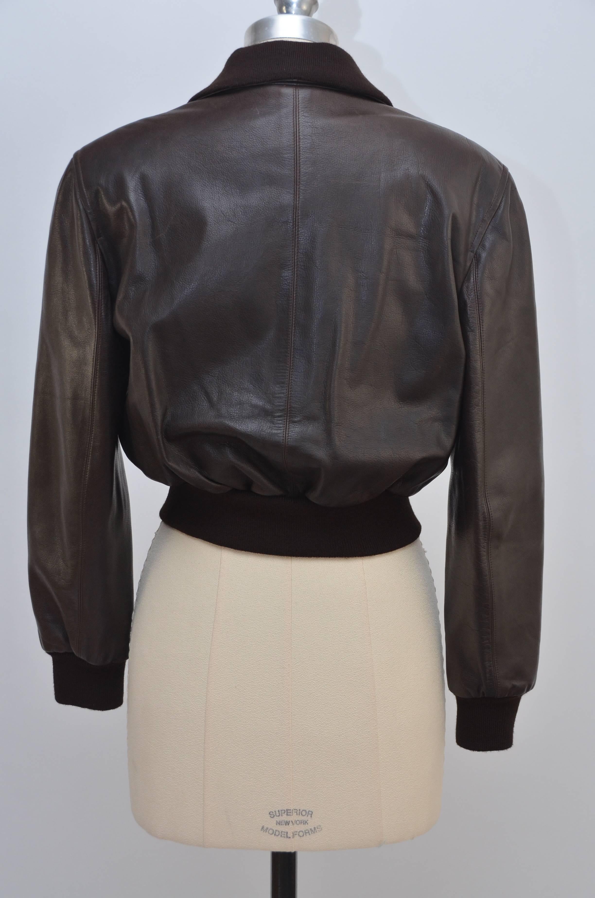 Black CHANEL Brown CC Leather Jacket  MINT