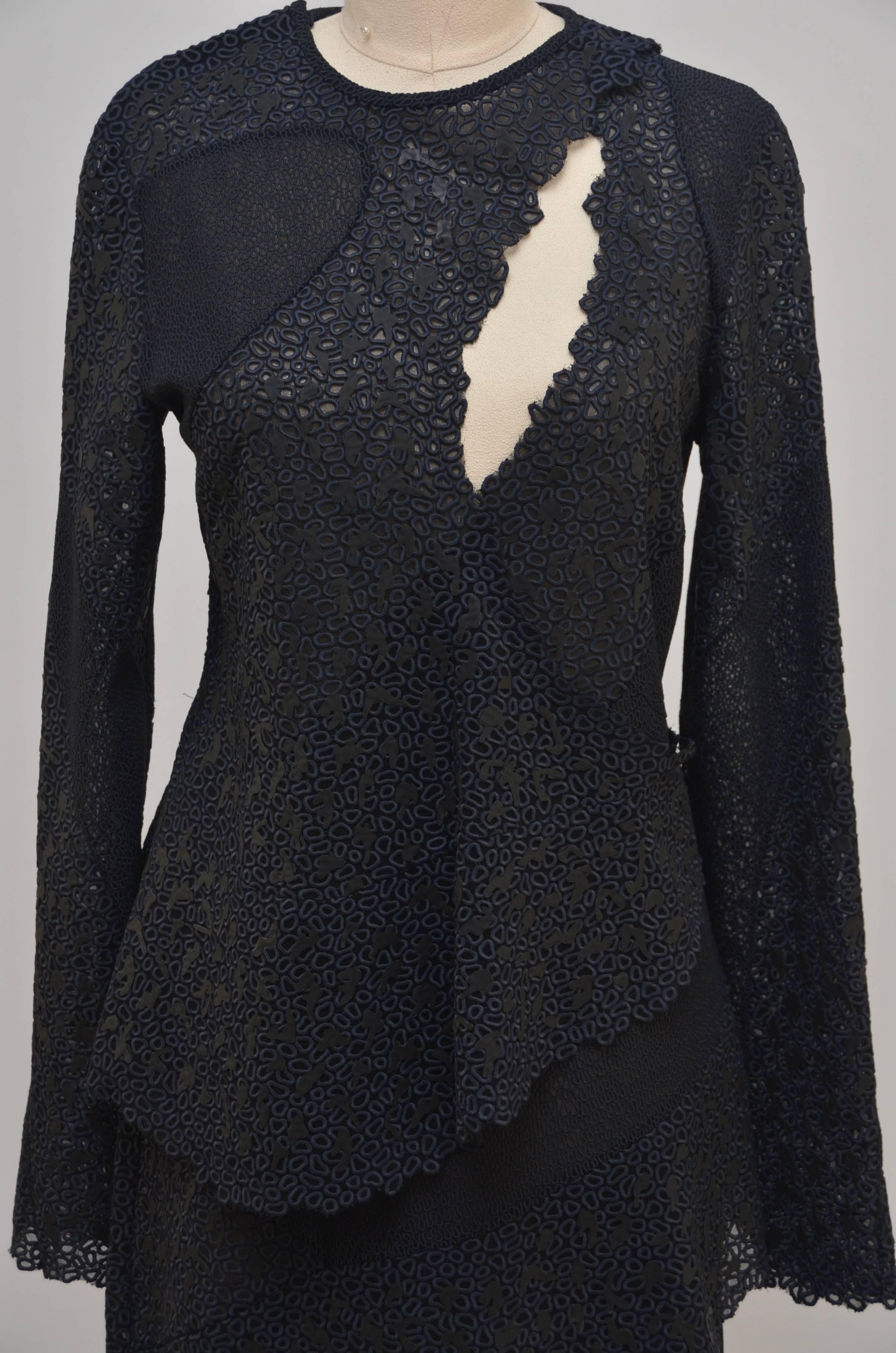 Noir Proenza Schouler - Robe brodée en dentelle vue à l'exposition Manus X Machina  en vente