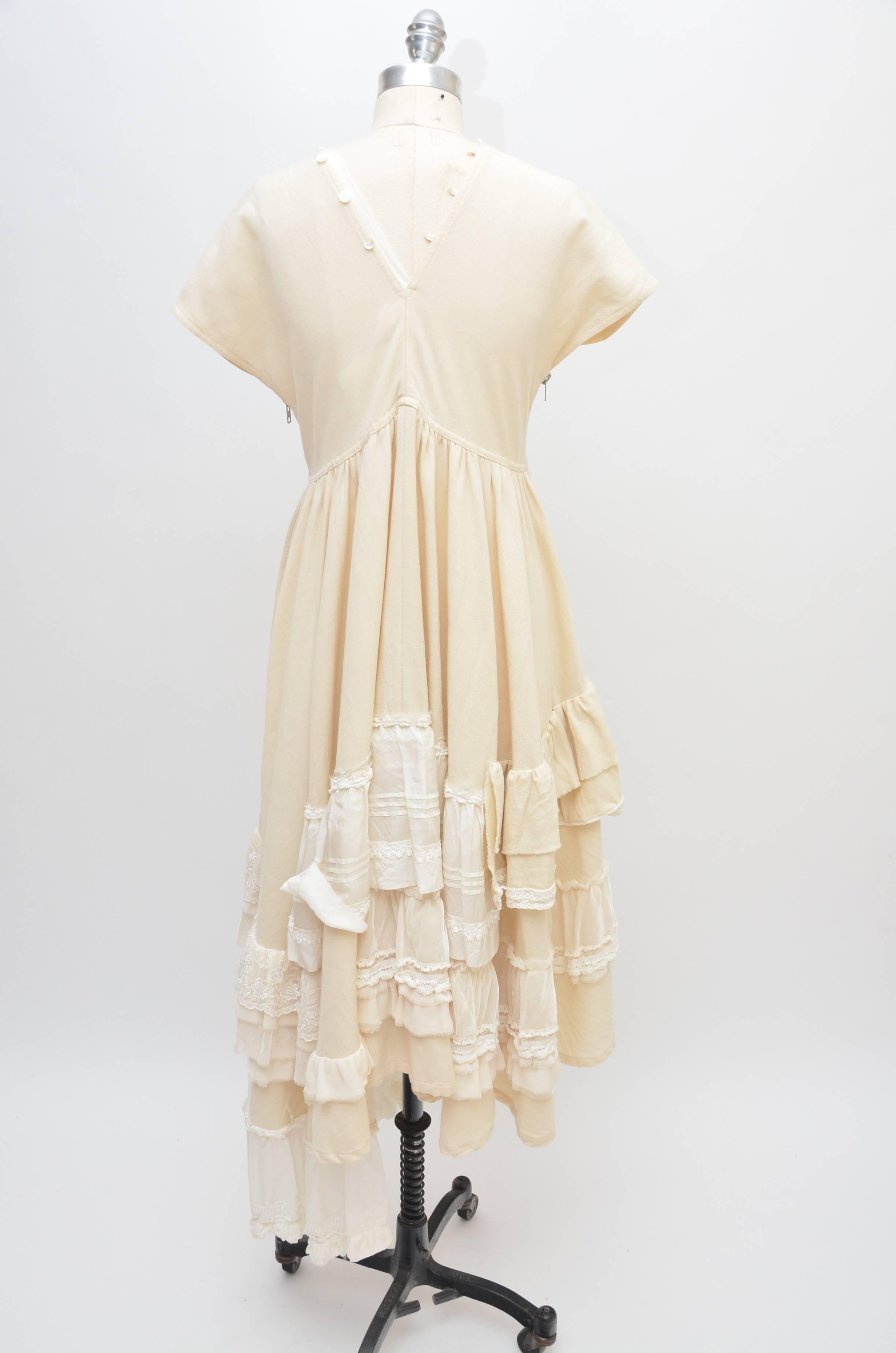 Women's TAO Comme Des Garcons Ruffle Oversized Off White Dress   2006      S