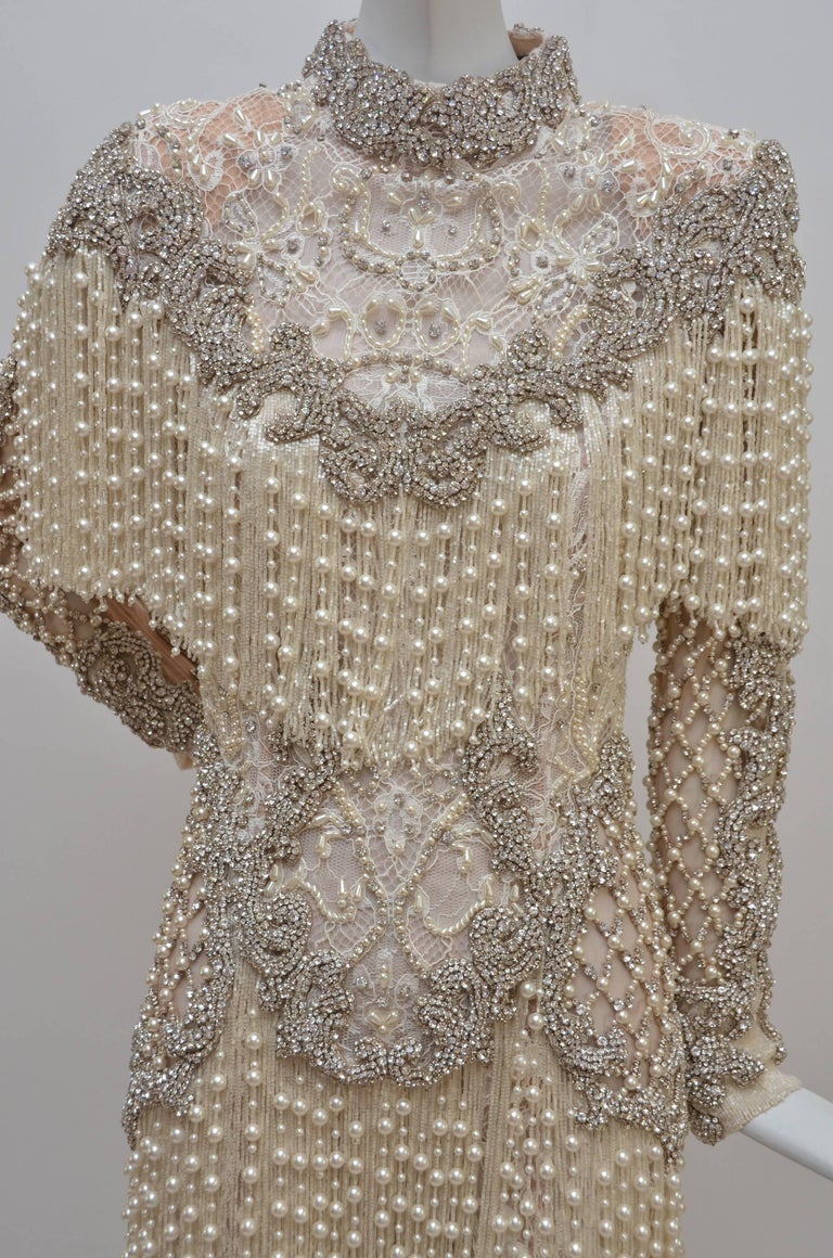 balmain pearl necklace dress