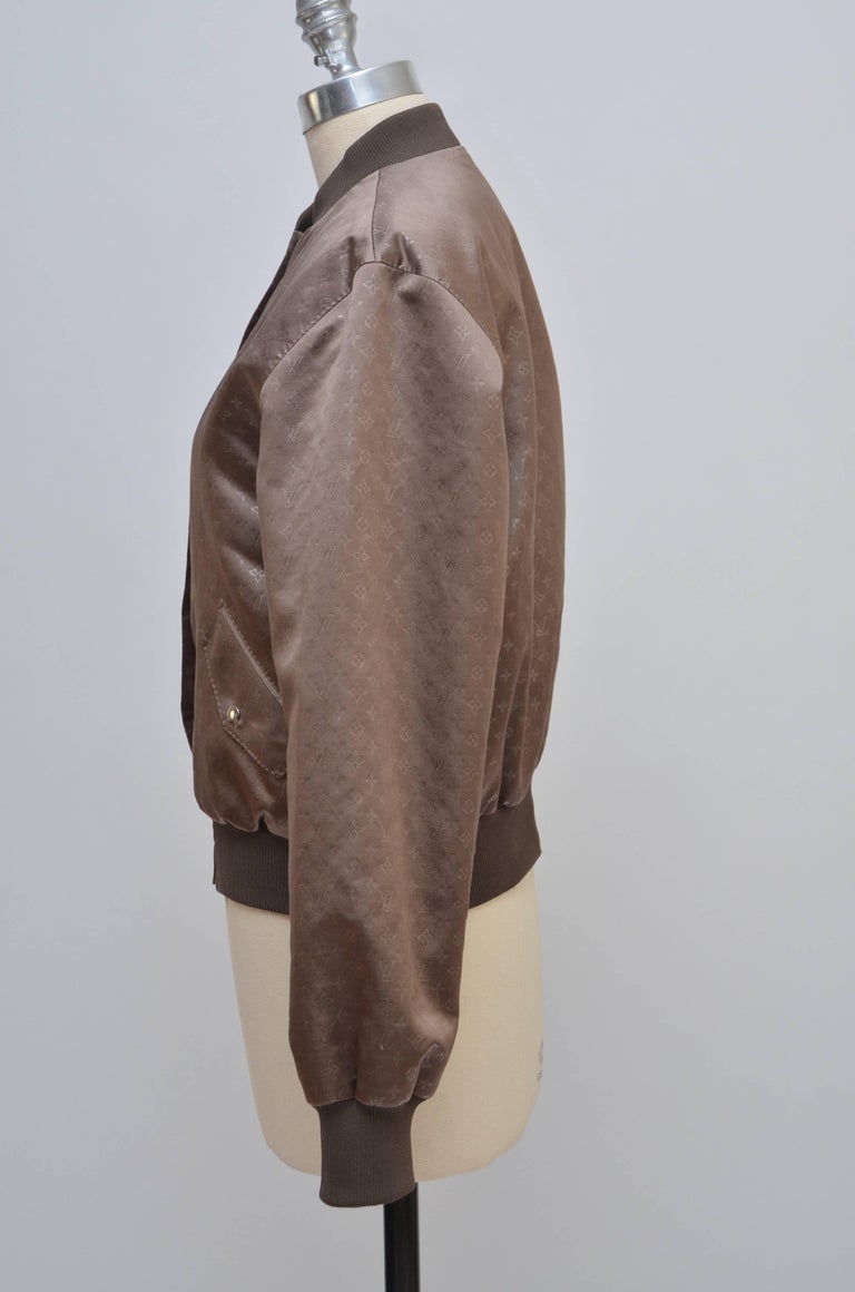Louis Vuitton Silk Monogram Bomber Jacket Size 38, New at 1stDibs