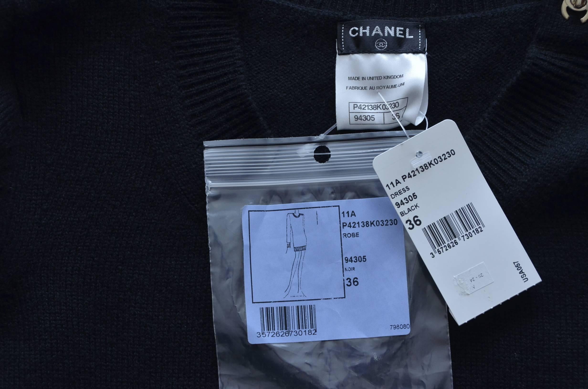Women's Chanel Black Cashmere Turn-Lock Dress Collection 2011  36