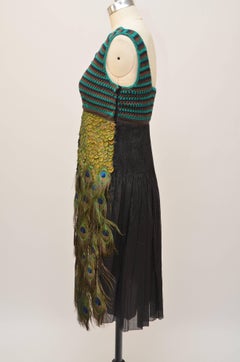 Rare Collector's PRADA  Runway  2005  Peacock Feather Dress   Size 42