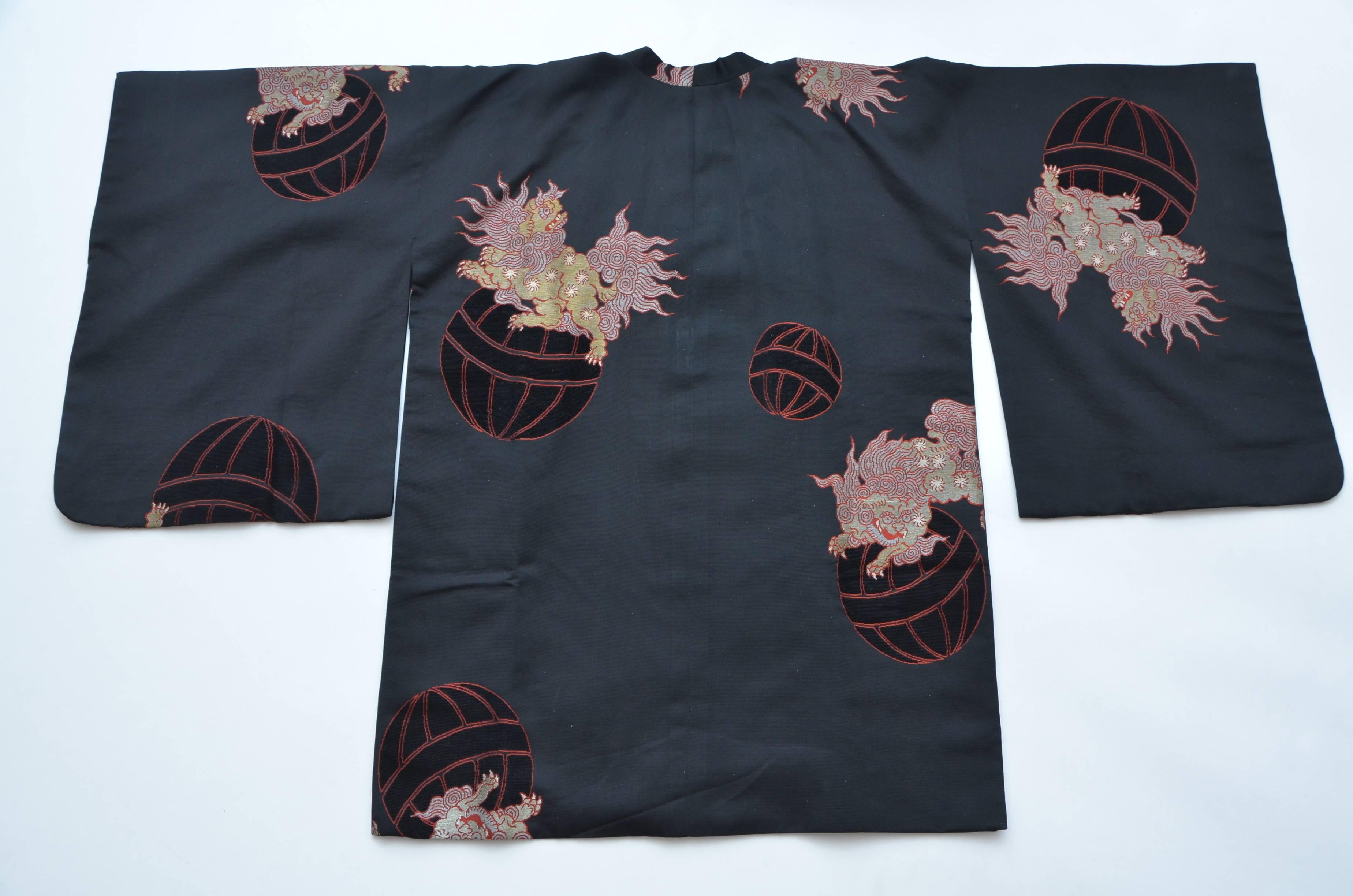 Christian Dior for Neiman Marcus 1970's Black Dragon Print Kimono Sleeve Jacket 1