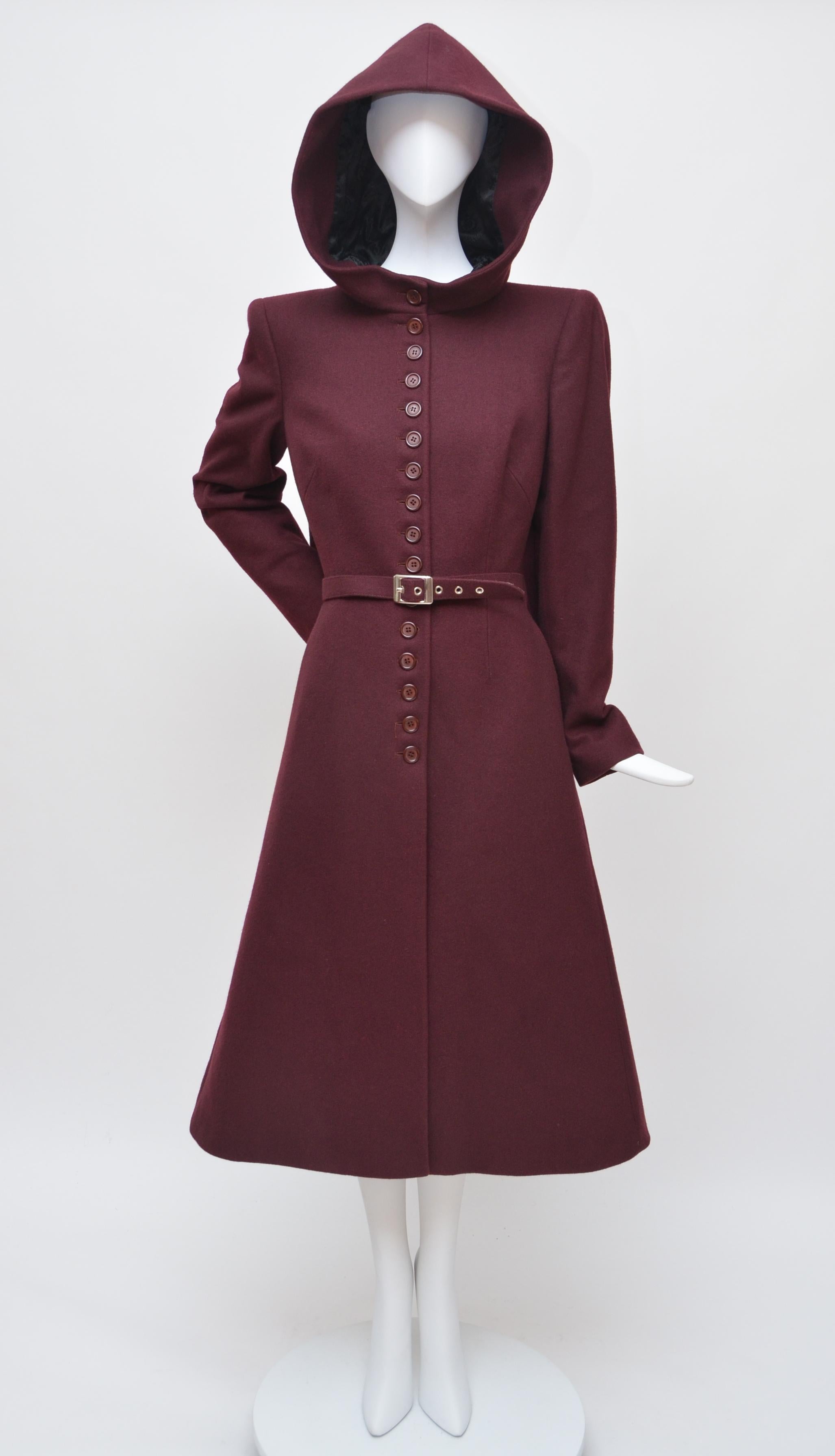 burgundy cape coat