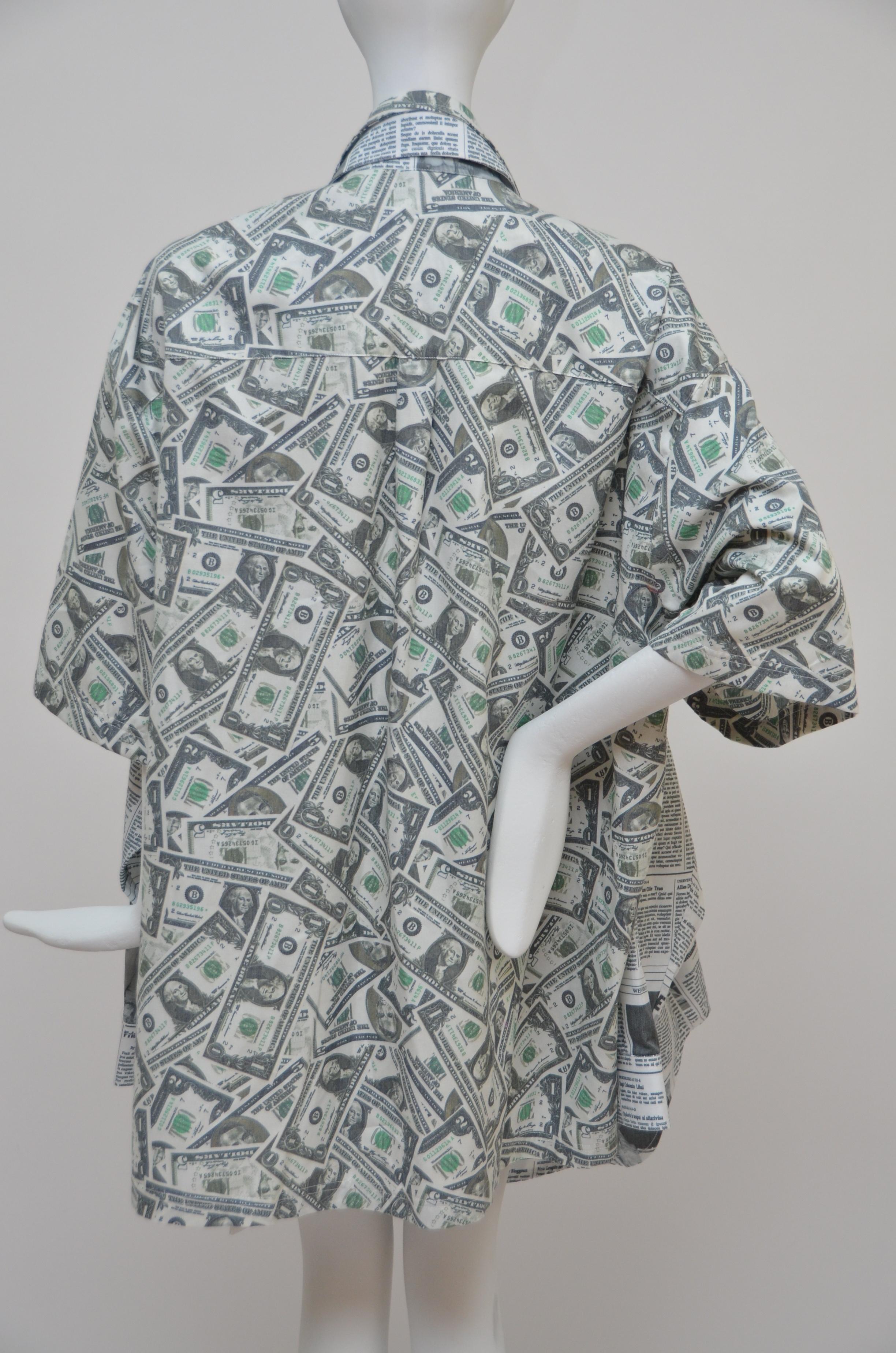 Gray Balenciaga Money $$ Print Shirt  Oversized  Size 40  NEW