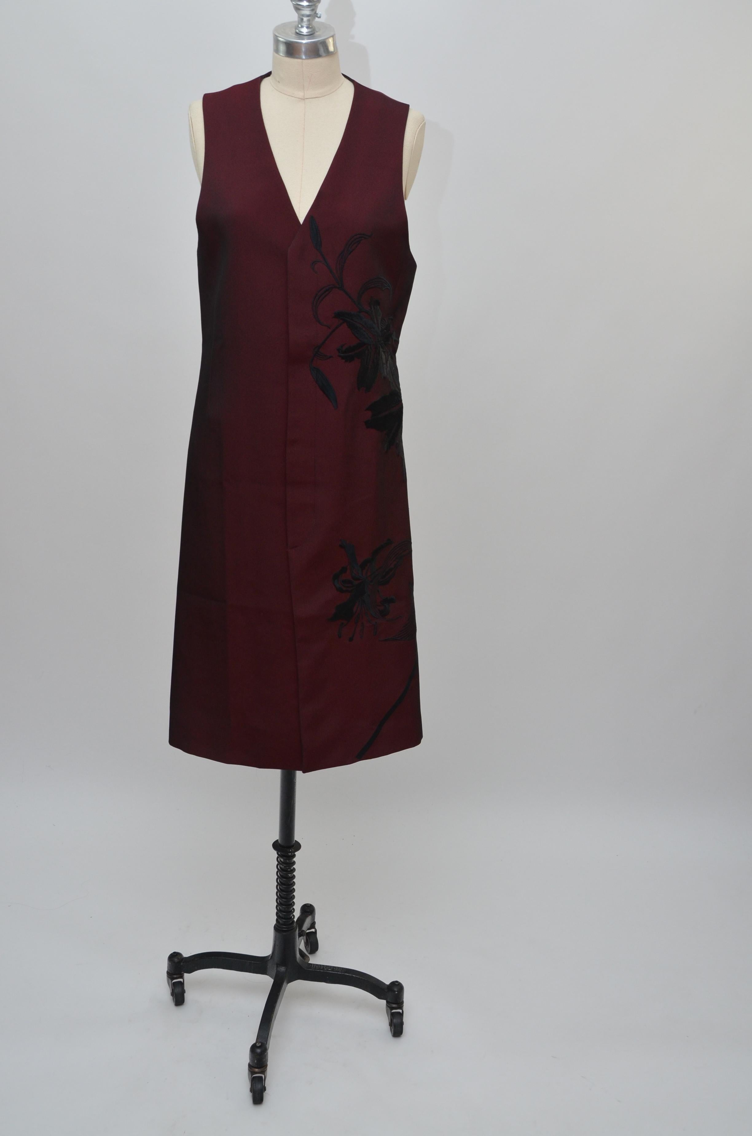 Alexander McQueen Vintage Burgundy Long Embroidered Vest Jacket   In Excellent Condition In New York, NY