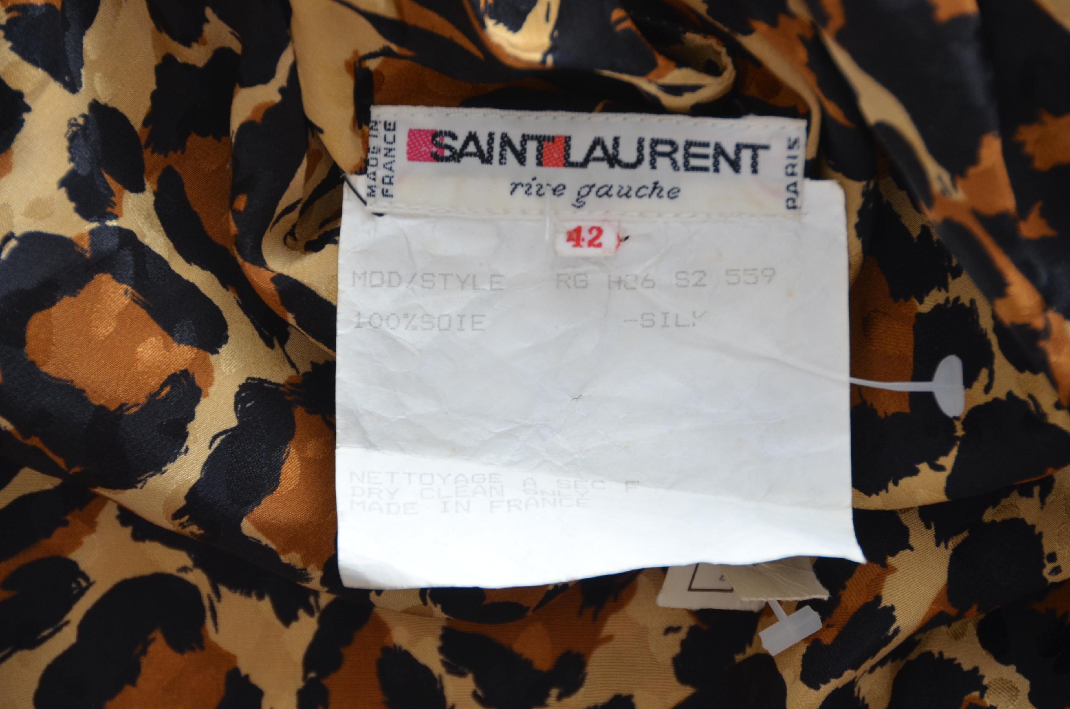 Yves Saint Laurent Rive Gauche Cheetah Silk Dress, 1980s NEW With Tags 3