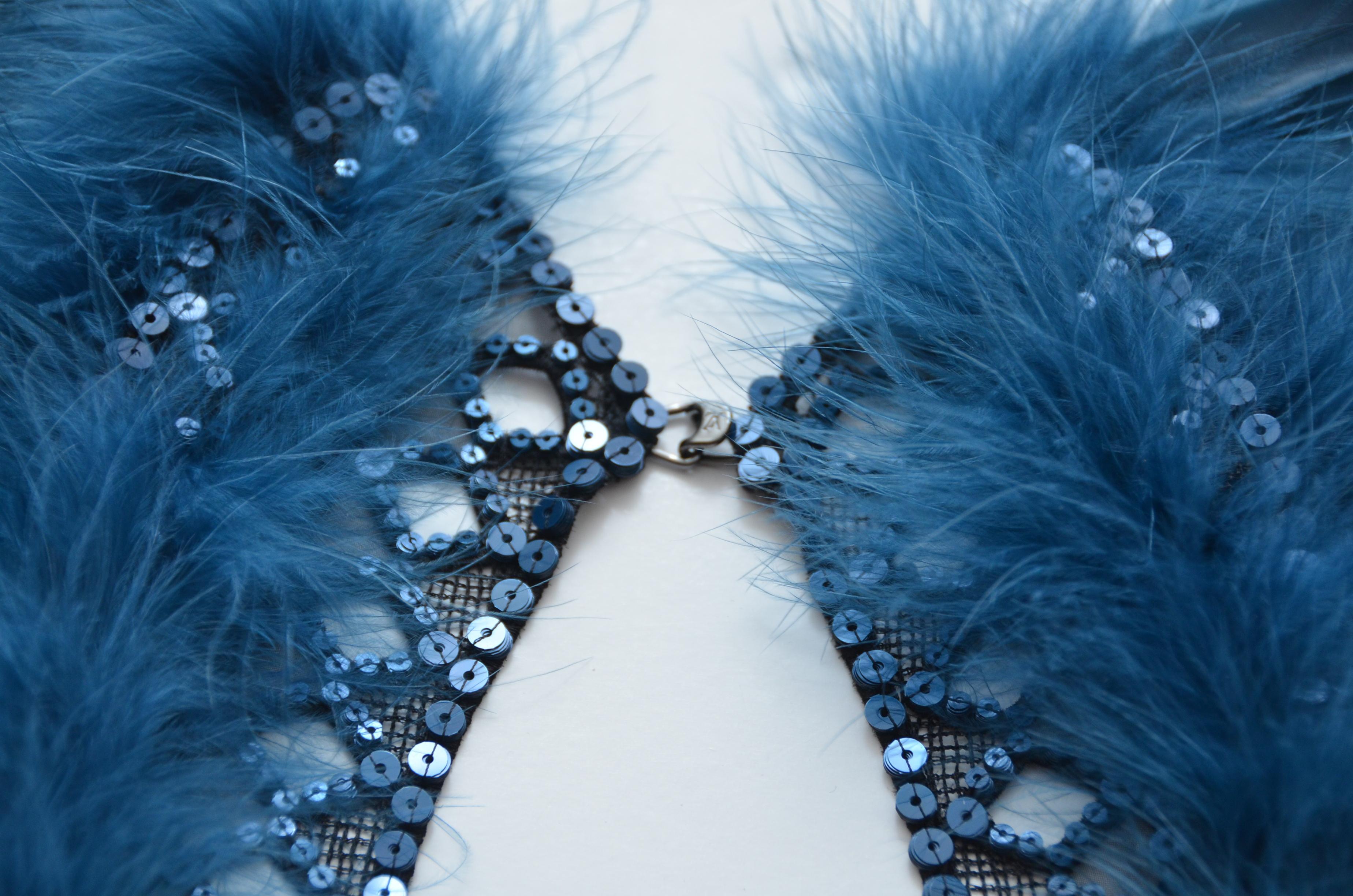 Blue Louis Vuitton Embellished Feather Collar  2012 