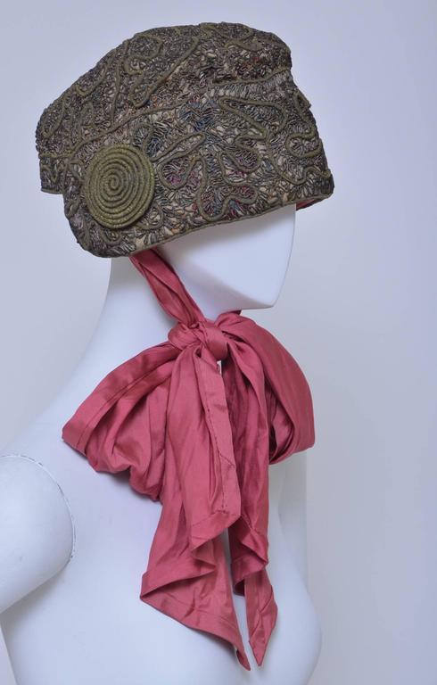 Brown Jeanne Lanvin  Labeled  Bonnet Hat Vintage For Sale