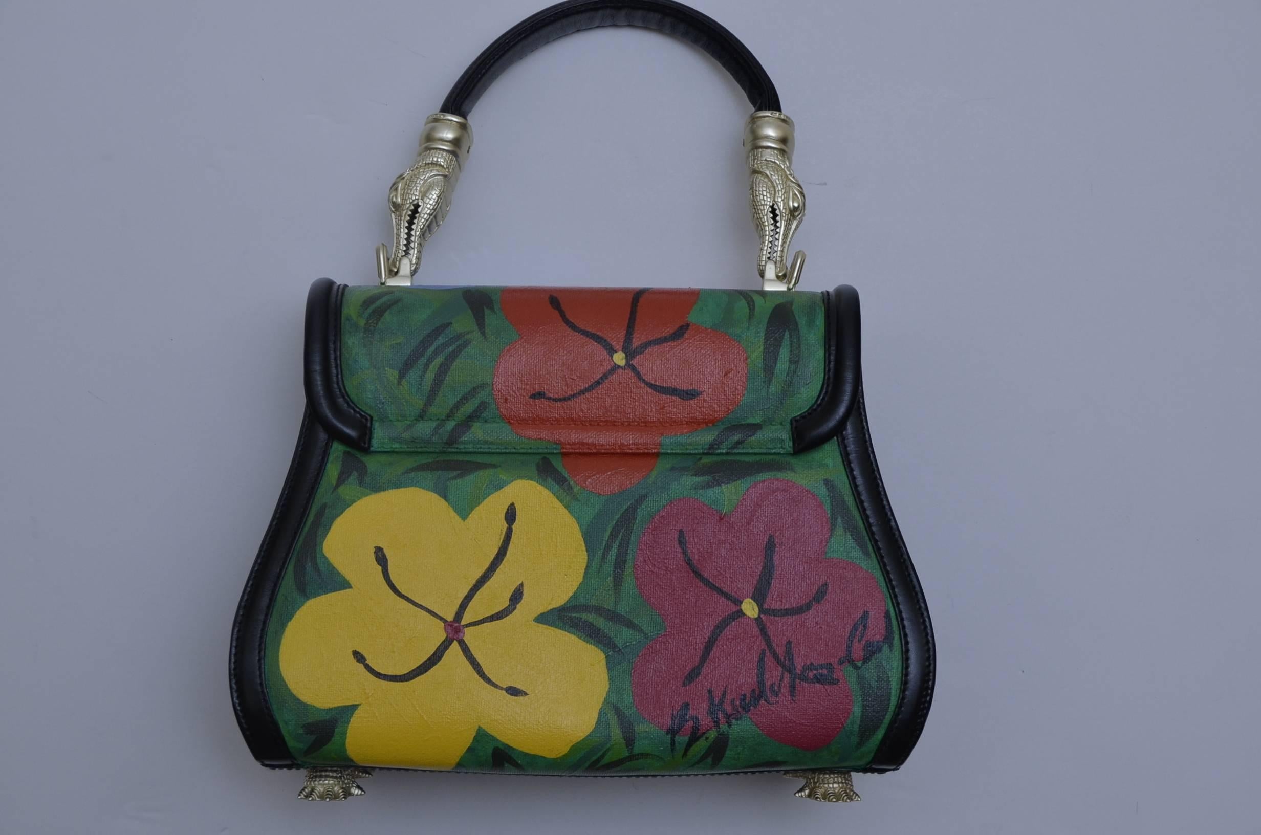 One Of A Kind Hand Painted  And Signed By Barry Kieselstein Cord Handbag  1991 1