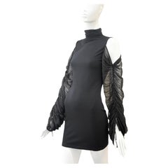 PLEIN SUD bare shoulder mini wool and silk dress