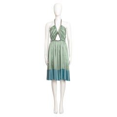 Chloe by Phoebe Philo S/S 2005 Runway Green And Blue Silk Satin Dress Size 38 FR