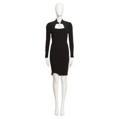 Thierry Mugler 1980
s ausgeschnittenes Kleid mit Kristall Strass Tropfen und geschwungenem Saum - 40 FR