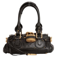 Chloe Paddington Mini Shoulder Bag in Black Leather and Brass Hardware