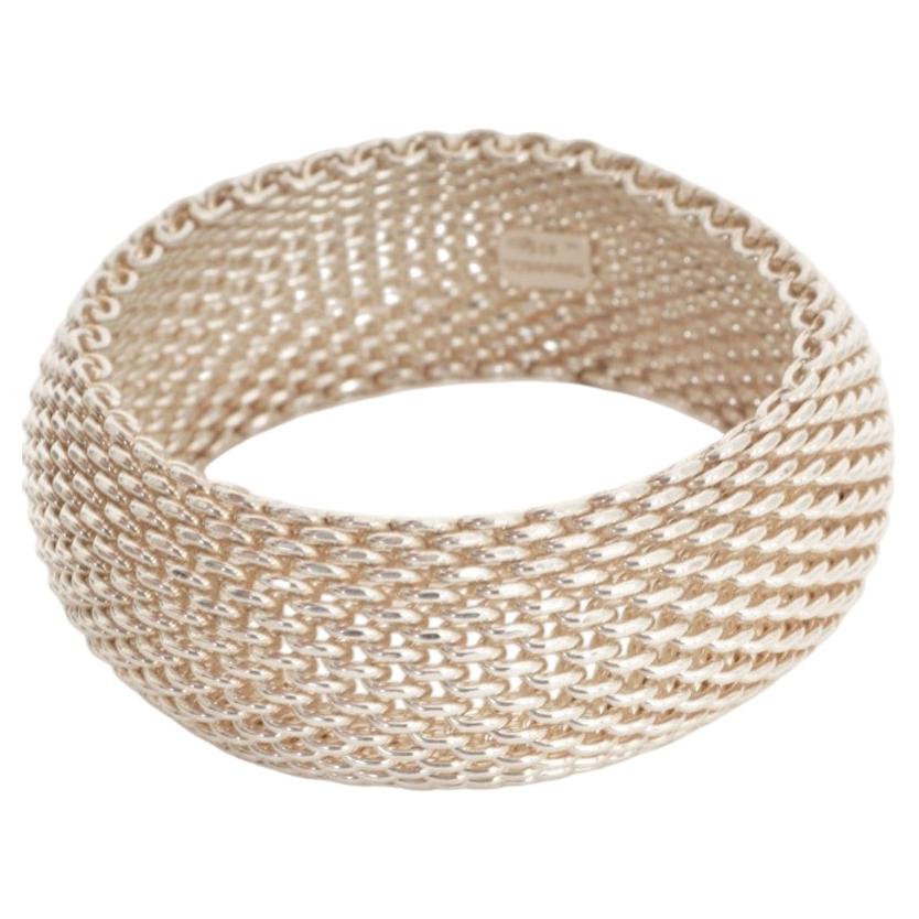 Tiffany & Co Somerset Wide Mesh Cuff Bracelet in Sterling Silver For Sale
