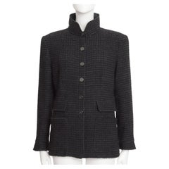 Chanel A/W 2002 Euro Collection Green Black Tweed Jacket w/ Detachable Collar