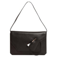 Hermes 2005 Clou De Forge Pochette Bag Black Mysore Leather Palladium Hardware
