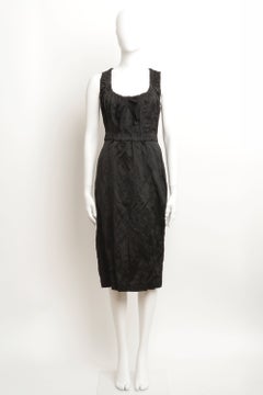 Prada S/S 2009 Crinkle Effect Silk Metal Weave Shift Dress with Tie Neckline
