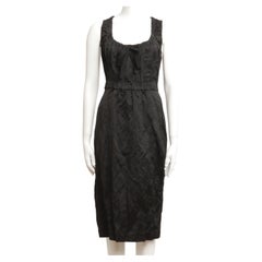 Prada S/S 2009 Crinkle Effect Silk Metal Weave Shift Dress with Tie Neckline