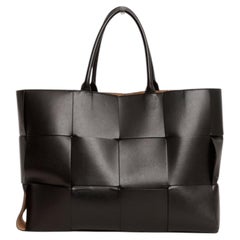 Bottega Veneta large Arco tote bag intrecciato woven black leather suede lining
