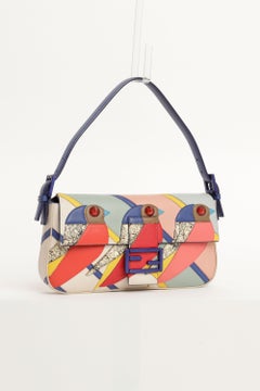 Fendi 2015 Bird Baguette Bag in Multicolour Patchwork Leather
