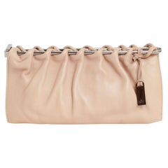 Gucci by Tom Ford A/W 1999 Runway Clutch Bag in Pale Pink Leather Silver Metal