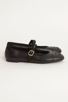 Chanel Mary Jane Ballet Flats in Black Lambskin Leather New w/ Box
