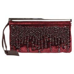 Gucci by Tom Ford A/W 1999 Clutch Bag in Red Velvet w/ Glass Bead Embellishment