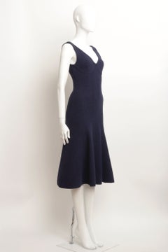 Celine by Phoebe Philo Autumn / Winter 2013 Dress in Navy Stretch Wool Boucle