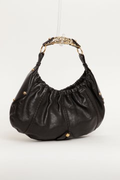 Yves Saint Laurent Tom Ford Mombasa-Tasche aus schwarzem Leder mit verziertem Metallgriff