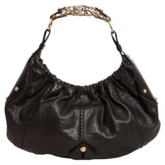 Yves Saint Laurent Tom Ford Mombasa-Tasche aus schwarzem Leder mit verziertem Metallgriff