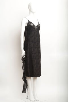 Christian Dior John Galliano 1998 Slip Dress in Black Floral Jacquard and Lace