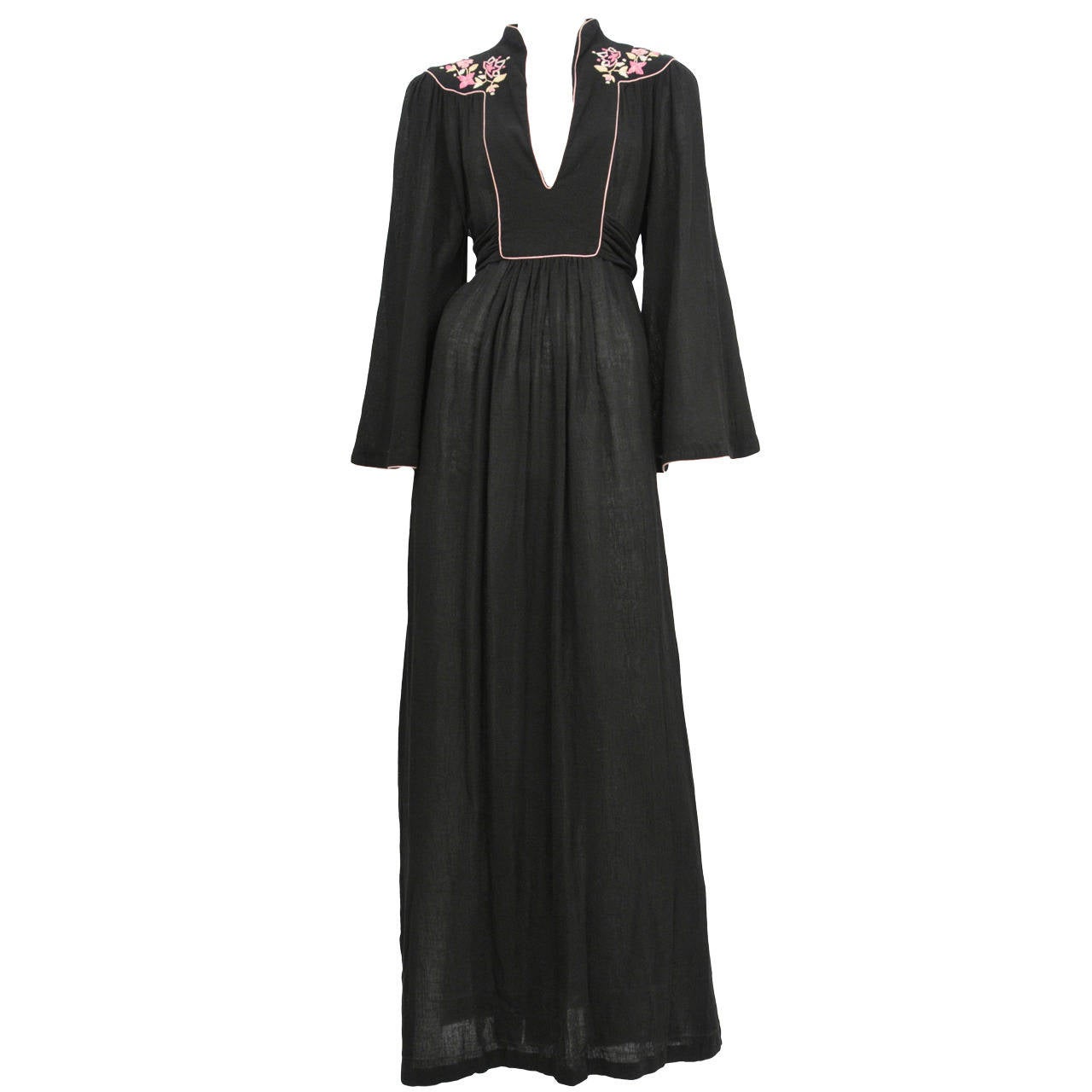 Ossie Clark Black Crepe Graduation Dress
