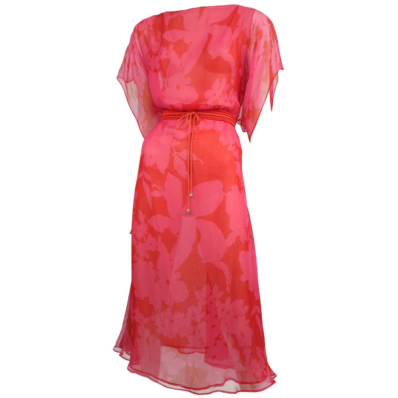 Yves Saint Laurent Pink Floral Silk Dress