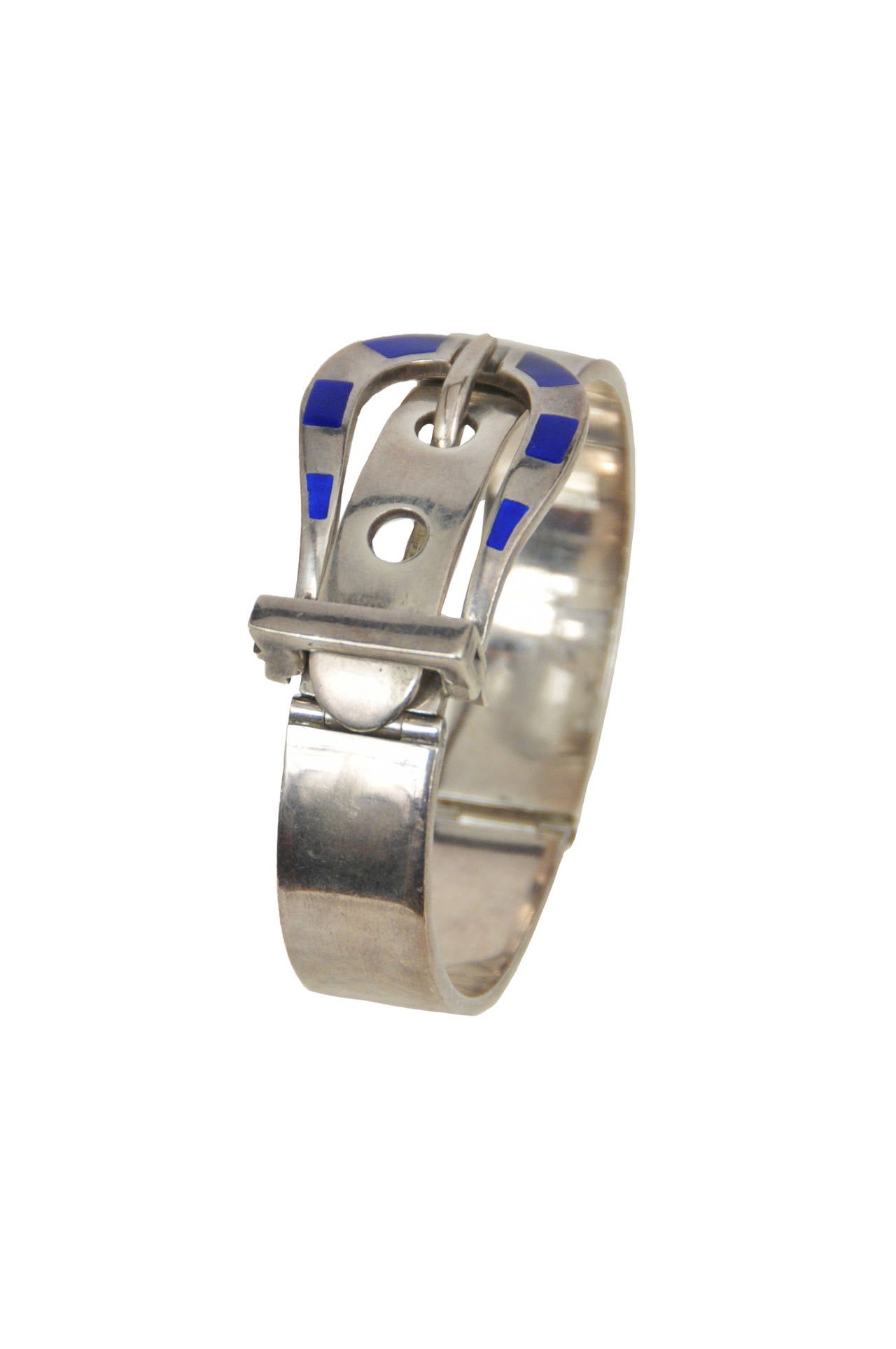 Vintage classic Gucci sterling silver and enamel buckle buckle bracelet.