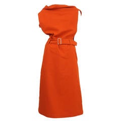 Comme des Garcons Orange Wool Scarf Dress