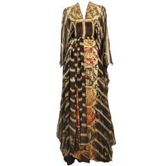 Thea Porter Earth Tone Multi Fabric Caftan