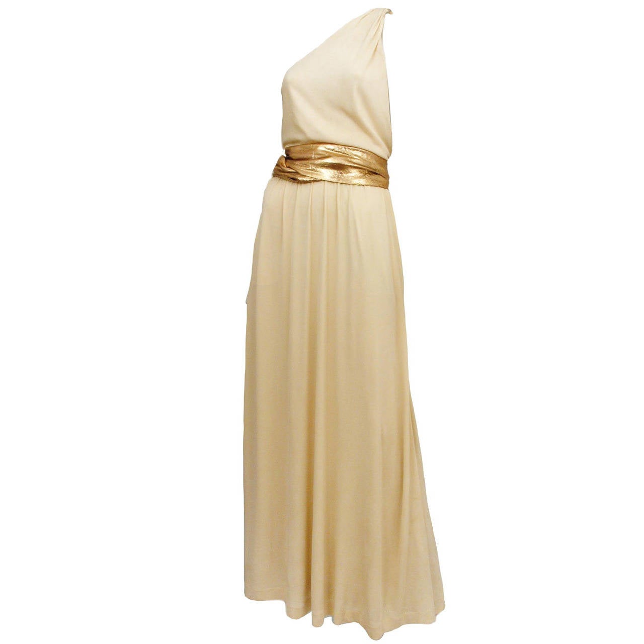 Yves Saint Laurent Cream Jersey Gown at 1stDibs
