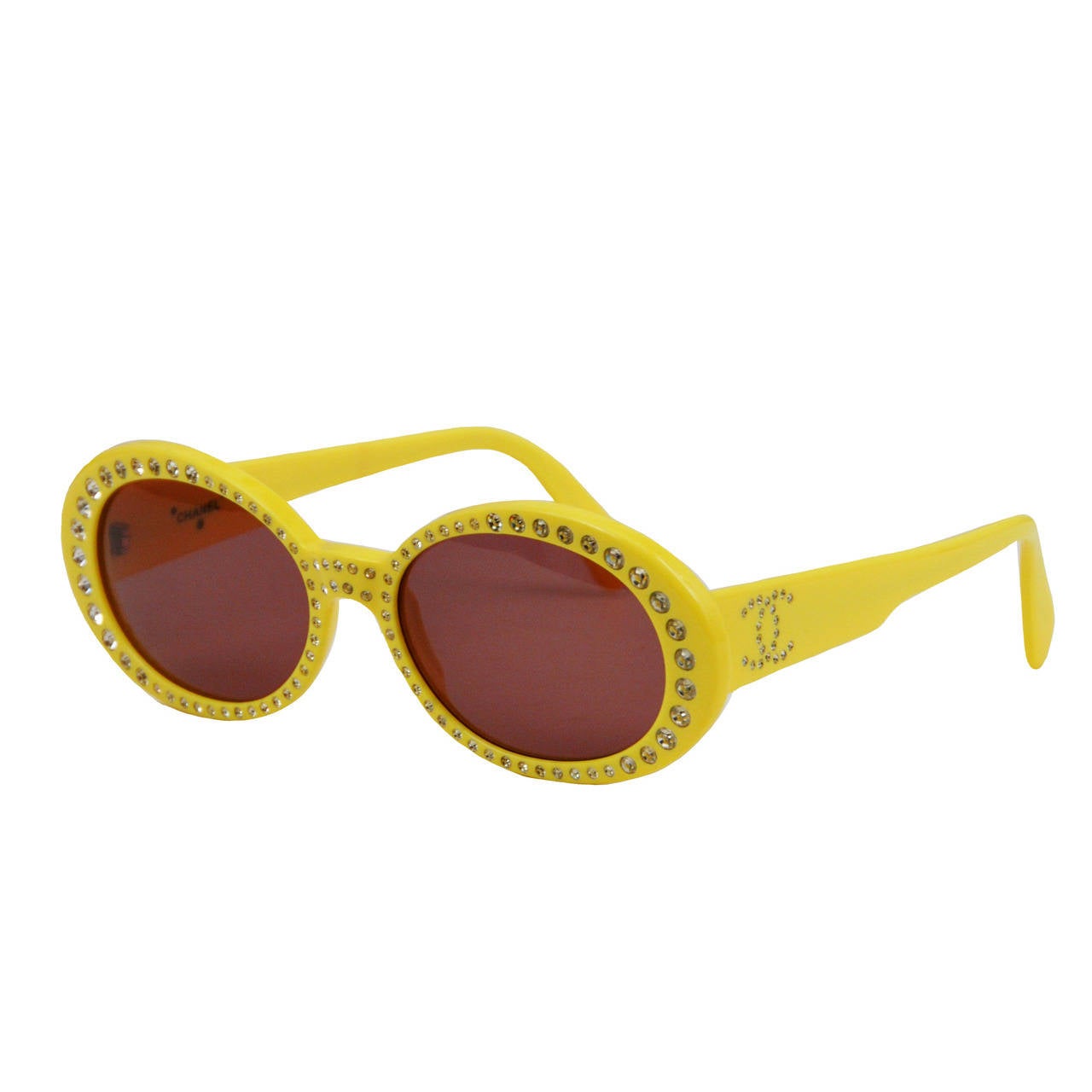 Vintage Chanel Yellow Frame Sunglasses at 1stDibs