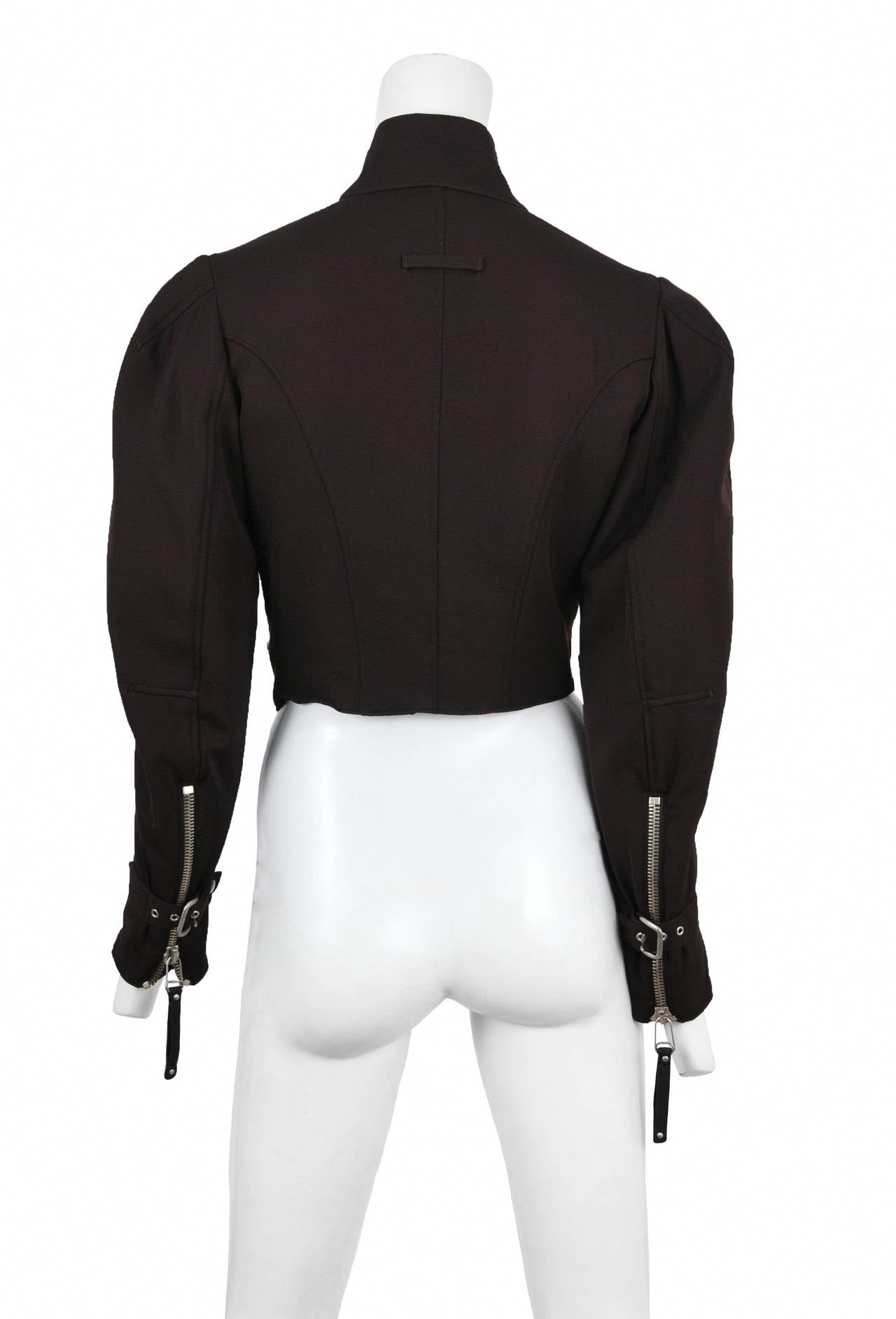 Black Jean Paul Gaultier Brown Wool Moto Jacket