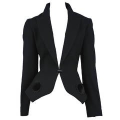 Alaia Black Wool Blazer with Velvet Appliqué