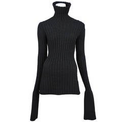 Yohji Charcoal Cuff Turtleneck Sweater