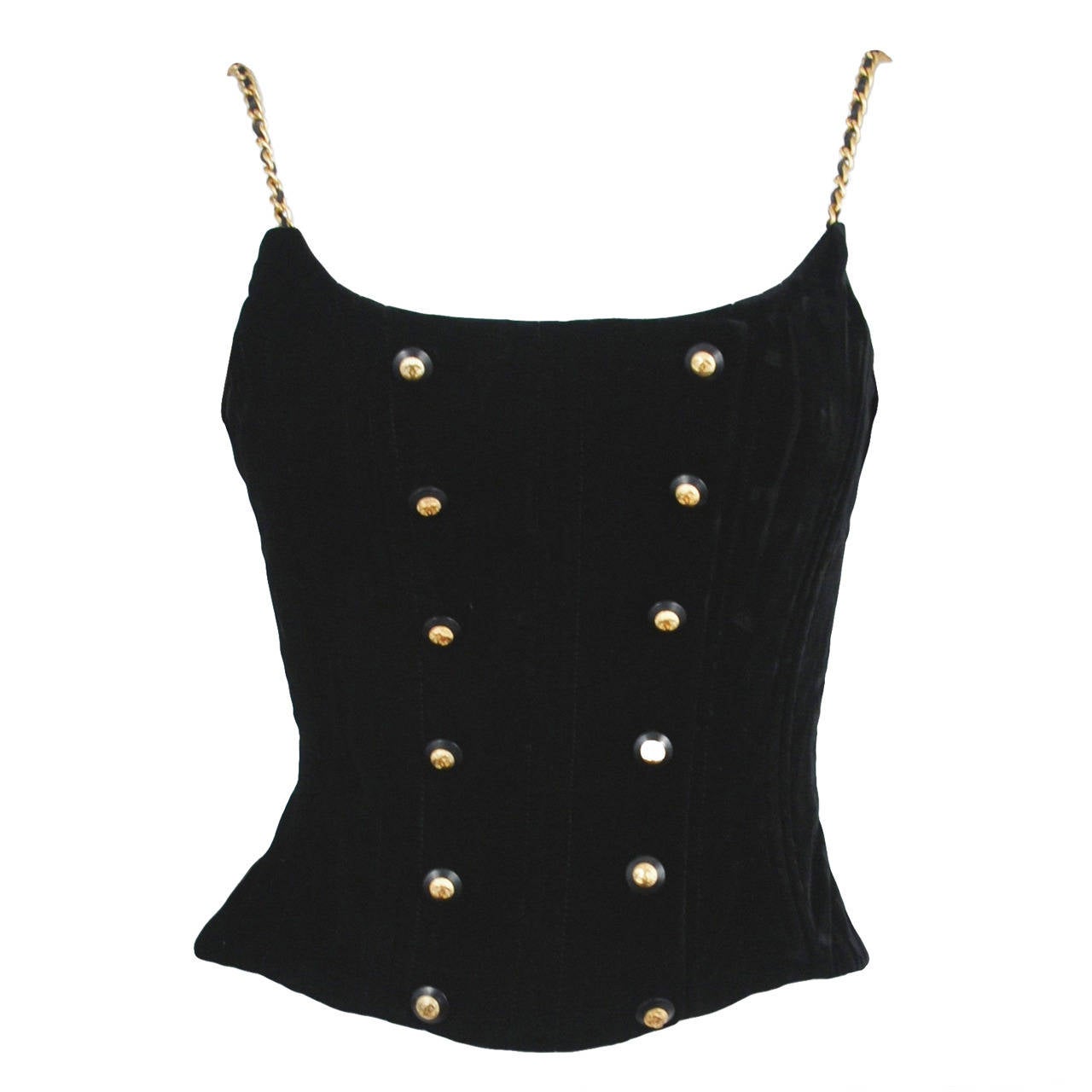 Chanel Velvet Corseted Bustier at 1stDibs | chanel bustier, chanel ...